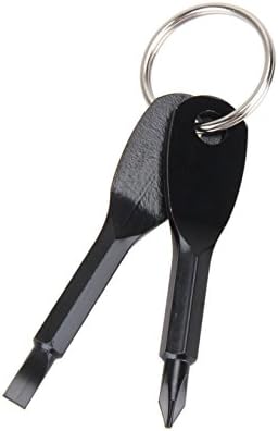 Snowmanna- 1 Set(2PCS)/Portable Multifunction Key Chain Screwdriver Mini Key Shape Travel Kits Outdoor EDC Screwdriver Tool with Key Ring(Color: Black)