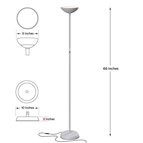Brightech SkyLite LED Floor lamp, Torchiere Super Bright Floor Lamp for Living Rooms & Offices