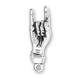 Sterling Silver 3D Italian Good Luck Hand Sign Symbol Charm