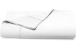 Pizuna Pure 100% Cotton Flat Sheets Only King White (1 PC), Luxurious 400 Thread Count Long Staple Cotton Sateen Flat Bed Sheet with 4" Hem (Combed King Flat Sheet Only Cotton)