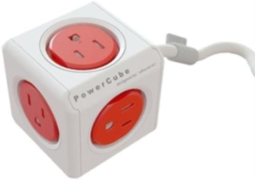 PowerCube Extended 5 Outlet Power Adapter, 10 Foot Cord - Boston Red
