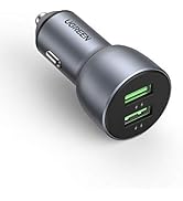 شاحن سيارة سريع من UGREEN 36W مزدوج USB QC 3.0 شاحن سيارة من الألومنيوم متوافق مع آيفون...