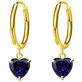 Cute CZ Heart Dangle Hoop Earrings for Women Gold-Toned Titanium steel Small Love Shaped Dangling Hoops Colorful Rhinestone Drop Earring Chic Jewelry
