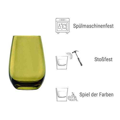 Stölzle Lausitz Wassergläser Set Elements Mediterraner Mix 465 ml randvoll / 6er Set Wassergläser Spülmaschinenfest hohe Bruchresistenz/Trinkgläser Set Kristallglas/Saftgläser Set – Bild 3