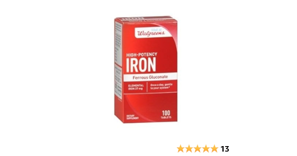Amazon Com Walgreens High Potency Iron Ferrous Gluconate 27mg Tablets 100 Ea Health Personal Care