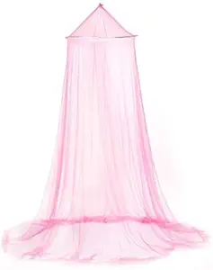 DAYSTART Mosquito Net Round Lace Curtain Dome Bed Canopy Netting for Single to King Size Beds,Camping (Rose Red)