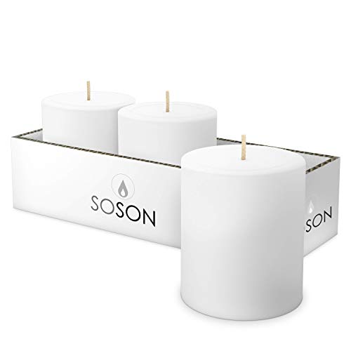 Simply Soson Smooth 2.75x3 White Candles Pillar Candles for Home