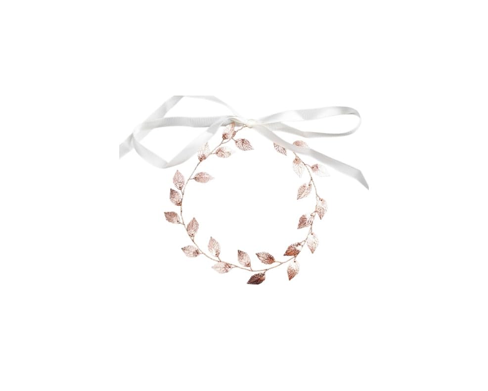 BERYUAN Women Simple Leaf Hair Vine Vintage Rose Gold Leaf Hair Piece Wedding Hair Accessory Gift for Her Crystal Hair Piece Party Headress for Bride Bridesmaid Girls (30cm（11.81''）, rose gold)
