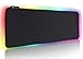 Large RGB Gaming Mouse Pad - Reawul 14 Modes Oversized Glowing Led Extended Mousepad, Anti-Slip Rubber Base and Waterproof Surface, Extra Large Soft Led Computer Keyboard Mouse Mat - 31.5 x 11.8in