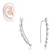 .925 Sterling Silver 1 Carat Total Weight Diamond color CZ Climber Earrings With Fish Hook
