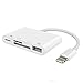 Lightning to SD Card Reader, 4 in 1 Lightning to USB Camera Card Reader for iPhone 5 5s 6 6s 7 7s 8 Plus iPad Mini Air (White)