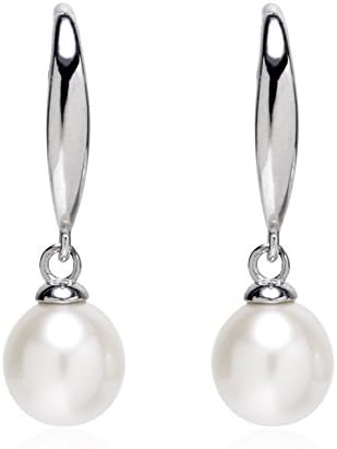 Handmade Nearly Round Hook Dangle Earrings Freshwater Cultured Pearl 925 Sterling Silver 3A