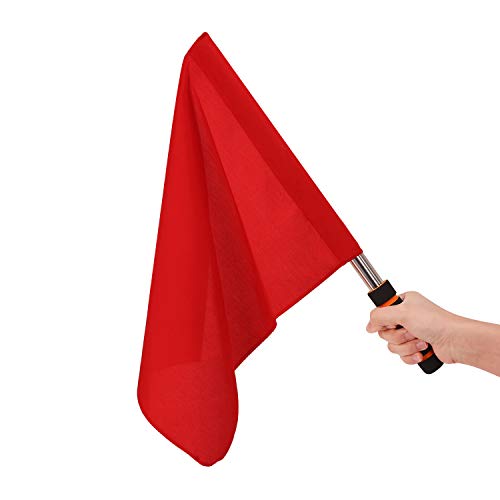 Ylucky Referee Flags Stainless Steel Command Hand Flag Red Signal Flag Sponge Handle Special Patrol Performance Linesman Official Flag for Soccer Volleyball Football Track and Filed Competition - Thumbnail 6