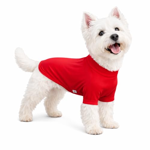 LoveLongLong Spring Summer Cooling Dog T-Shirt with UV Protection and Moisture-Wicking Fabric Blank Color Red XS