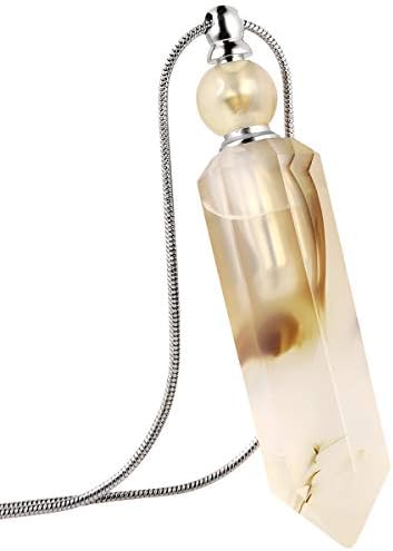 mookaitedecor Essential Oil Diffuser Pendant Aromatherapy Necklace,Healing Crystal Point Pendant Stone Necklace