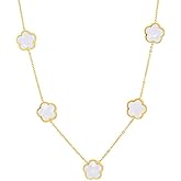 OSIRIDEH2 18K Gold Plated Four Leaf Clover Necklace For Women Four Leaf Clover Necklace Flower Lucky Pendant Dainty Jewelry