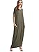Verdusa Women's Summer Casual Loose Long Dress Short Sleeve Pocket Maxi Dress Olive Green L