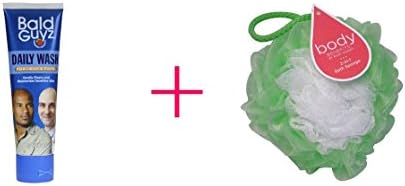 Bald Guyz Daily Wash (2pc AND Body Benefits 2-in-1 Net Bath Sponge - BUNDLE)
