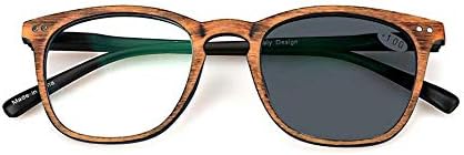 Photochromic Reading Glasses Eyeglasses Color Change Lens Sunglasses +1.0 Strength Brown Wood Grain Frame