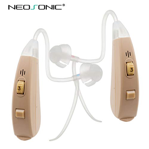 Neosonic Hearing Amplifiers EZ Life, Digital Sound Amplifier Device, FDA Approved Aids with Medical Grade Materials, for Adults and Seniors (Beige Pair)