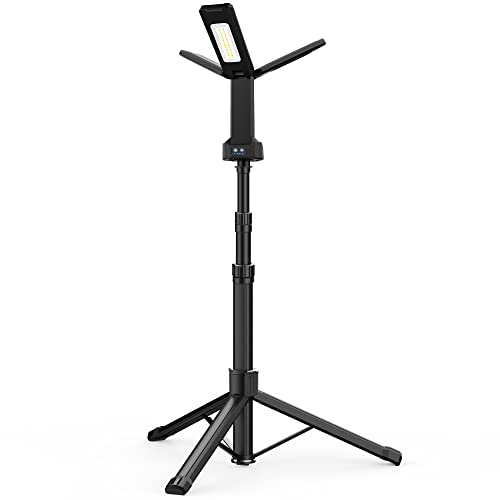Photo 1 of Rechargeable LED Work Light with Stand, 67" Tall Portable Cordless Work Light 3-head, 8AH Battery, 500/1500/2500 Lumen, 4000/6500K Dimmable Camping Light with Detachable Tripod (Carrying Bag Included)