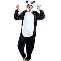 Adult Pajamas Panda Costume Onesies for Women Men Teens Girls Youth Animal Onsie,Black Panda,M Fit Height 63" - 66" (160CM - 168CM)