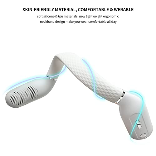 ENUOSUMA Neckband Bluetooth Speakers, Wireless Wearable Speaker with True 3D Stereo Sound, Lightweight and Portable, Great for Home & Outdoor, BS25, White