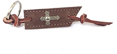 Cross Key Chain, Leather Decorative Cross Key Chain, Made In USA