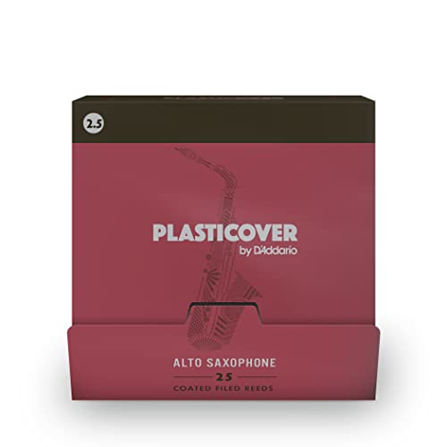 Plasticover by D'Addario Alto Saxophone Reeds, Strength 2.5, 25pack