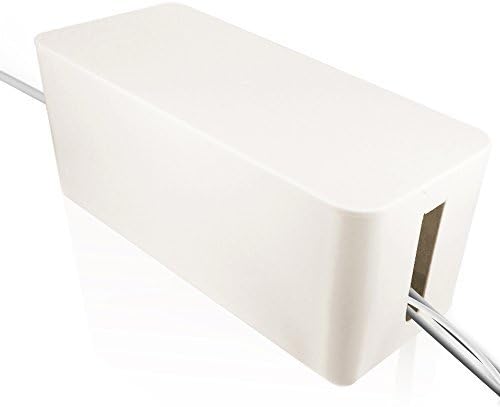 Elebox Management | Multipurpose 16 x 5 Inch Ventilated Cable Organizer Storage for Cord Surge Suppressor Power Strip Electrical Wire Charger Adapter at Office Studio Home | White | 1259