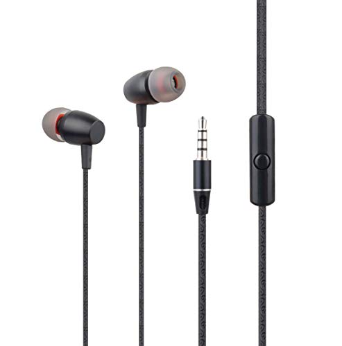 Kubra KB-104 Boom Wired Earphones with Mic, 3.5mm Jack and Braided Cable (Black)