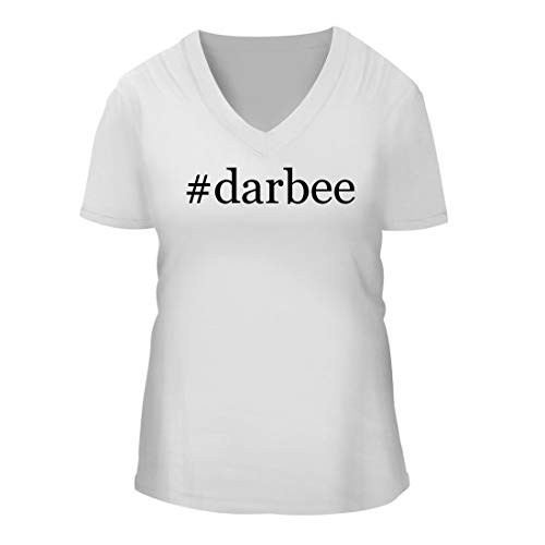 #Darbee - A Nice Hashtag Women's Short Sleeve V-Neck T-Shirt Shirt, White, Large