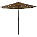 Sundale Outdoor 9 Feet Solar Powered 32 LED Lighted Patio Umbrella Table Market Umbrella with Crank and Push Button Tilt for Garden, Deck, Backyard, Pool, 8 Steel Ribs, (Tan)