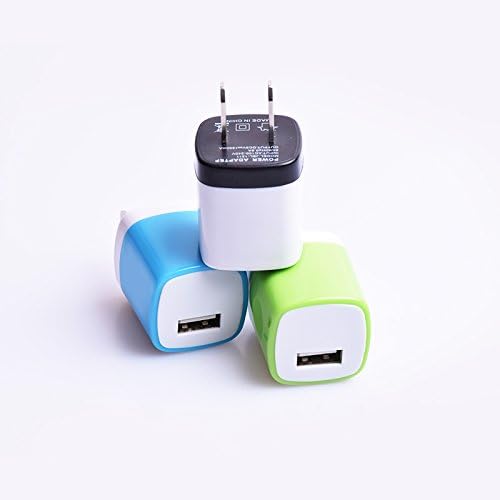 Weiup 5V/1.0AMP 1-Port USB Wall Charger - Blue,Green, White (3-Pack)