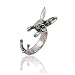 Zealmer Antique Silver Bunny Wrap Ring Vintage Handmade Animal Rabbit Rings for Women