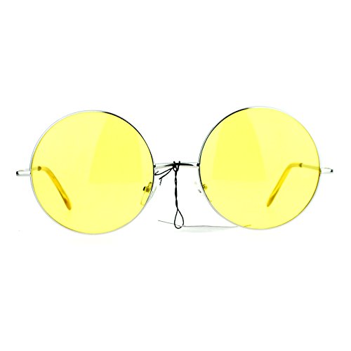 SA106 Hippie Oceanic Gradient Large Circle Lens Sunglasses Yellow
