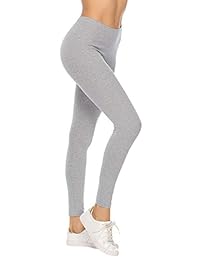Hawiton Leggings de cintura alta Solid Yoga Workout Running Pantalones largos Soft & Slim
