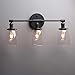 Phansthy 3 Light Industrial Wall Sconce Black Sconces with 5.6 Inches Dome Shape Clear Glass Shade for Bathroom Vanity Mirror, Black