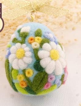Maslin Egg Flowers Cartoon Animal Set Wool Needlepoint kit Wool Felt Needle Felting Pendant Craft needlecraft DIY Handmade - (Color: Egg A)