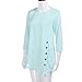 Goddessvan Plus Size Tops, Women Long Sleeve Loose Shirt Button Trim Round Neck Tunic Blouse T-Shirt (2XL, Blue)