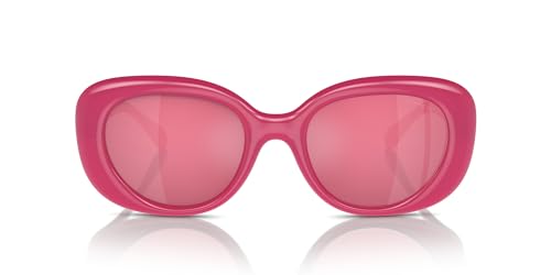 COACH Women’s HC8391U Sculpted C Hardware Universal Fit Oval Sunglasses, Milky Magenta/Pink Mirrored, 53 mm