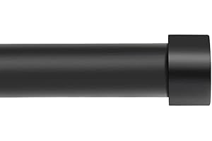 VOIIY Black Curtain Rods for Windows 66 to 120 Inch(5.5-10 Feet),1" Diameter Drapery Rods with Modern Style End Cap Finials,Size:36-120 Inch,Matte Black