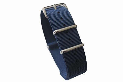 AquaNation - Watch Bands Straps - Choice Of Color 20mm Premium Heavy Duty Durable Ballistic NATO Nylon James Bonds Style Replacement Watch Bands Straps (Dark Blue)