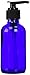 4 Oz Cobalt Blue Boston Round Glass Bottle with Black Lotion Pump-(1)