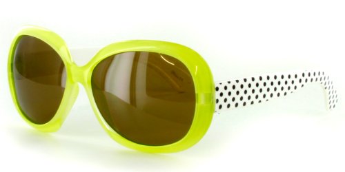Aloha Eyewear Girls Polka Dots Square 44mm Polarized Sunglasses (Green w/Amber Lens)