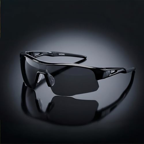 Óculos de Sol Esportivo Masculino UV400 Espelhado Para Corrida Preto ou Preto e Vermelho JustGoFit