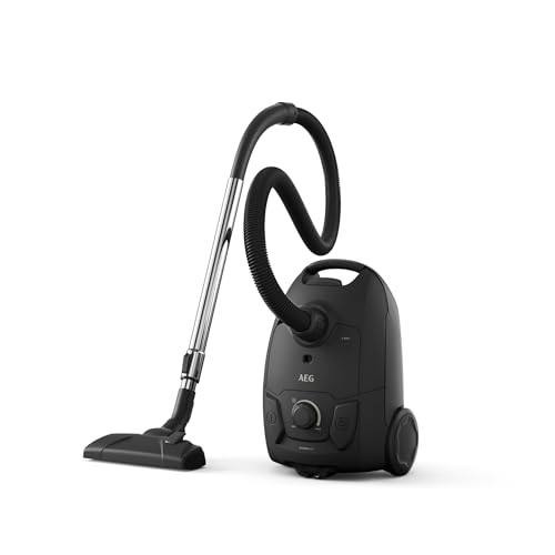 AEG CLEAN 3000 Bagged Vacuum Cleaner AB31C1GG, Easy Cleaning, Compact Design, Multiple Surfaces, Efficient Dust Pickup with DustPro Nozzle, 7.5-metre Action, HEPA Filtration, (dB)78, 3L, Graphite Grey