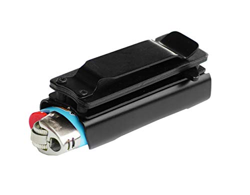 Lighter Holder with Spring Assist Tanto Knife Lighter Case (Lighter Not Included) Choose A Color!!! (Black)