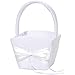 Darice Victoria Lynn Design Your Own Flower Basket, White – Padded Satin Fabric with White Satin Ribbon – Decorate to Match Wedding Colors - Small Size Perfect for Young Flower Girl, 7-3/4”x5”x3-3/4”