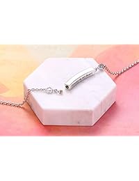 Sterling Silver Forever in My Heart CZ Cremation Urn Locket Memorial Ashes Holder Bangle Urn Keepsake Bracelet 7+2"